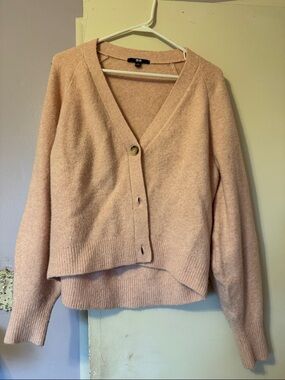 Uniqlo Women's V-Neck Button Cardigan - Light Blush Pink